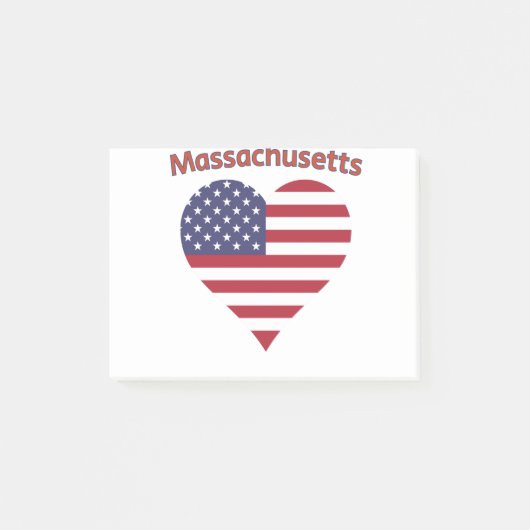 Post-it® Massachusetts American Flag Heart (Devant)