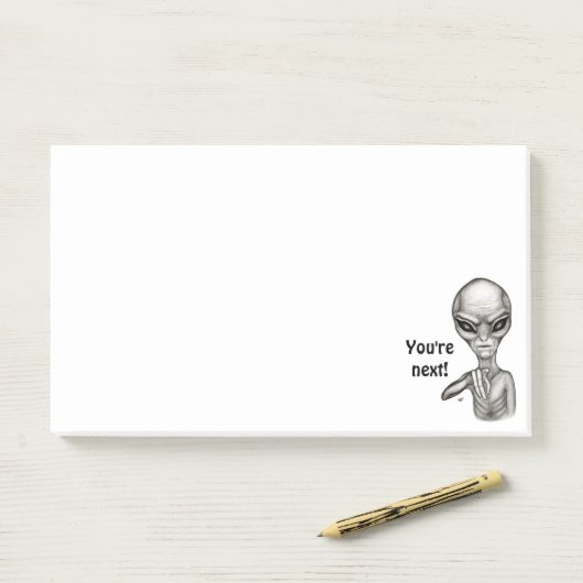 Post-it® Mauvais Alien, Tu es le prochain ! (Sur un bureau)