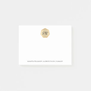Post-it® Médaillon d'or personnalisé Monogramme professionn