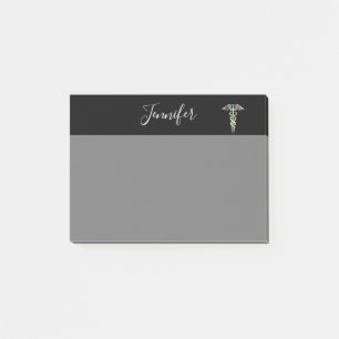 Post-it® Médecin Nurse Grey Noir Caducée Médicale Nom