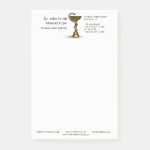 Post-it® Médicale Snake Bowl Hygieia White Caduceus Bronze