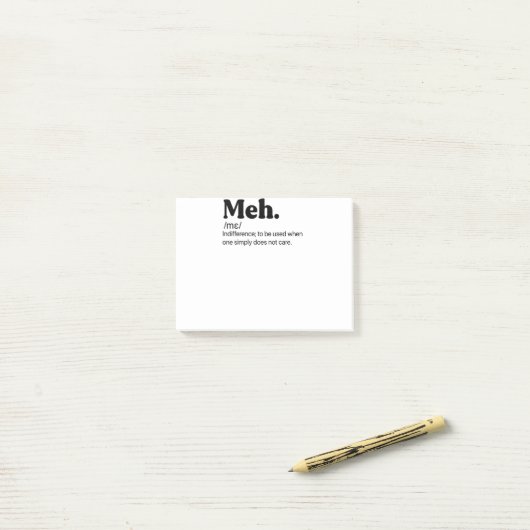 Post-it® Meh Funny Quote (Sur un bureau)