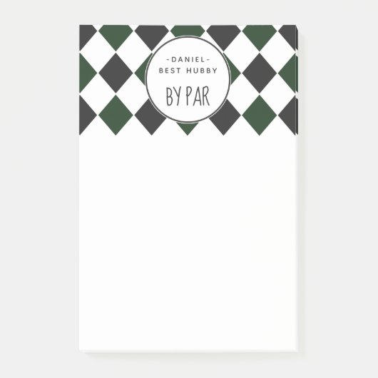 Post-it® Meilleur Hubby de Par Green Plaid avec nom (Devant)