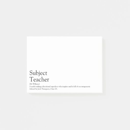 Post-it® Meilleure définition d'enseignant au monde (Devant)