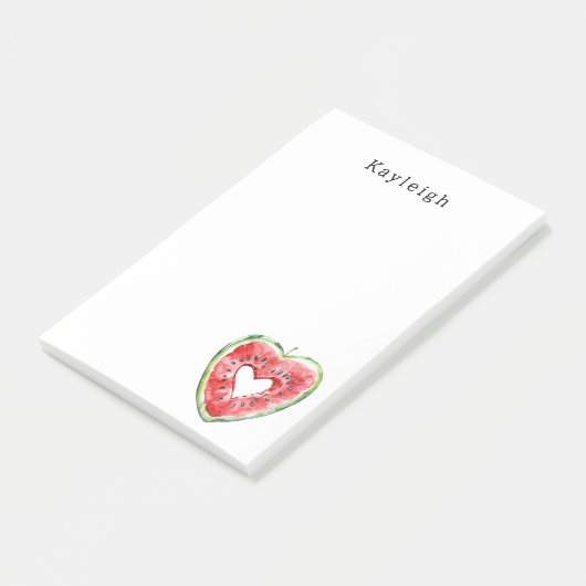 Post-it® Melon d'anniversaire coeur rouge vert (Incliné)