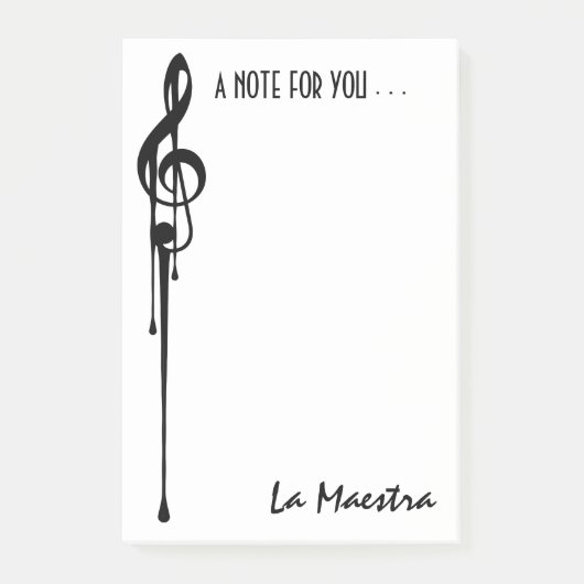 Post-it® MELTPOINT WHITE Black G-Clef 'La Maestra' Personna (Devant)