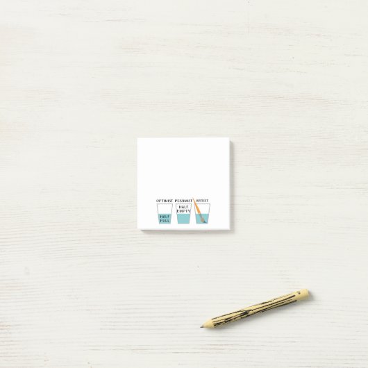 Post-it® Meme drôle à moitié plein en verre (Sur un bureau)