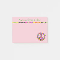 Mémo Signe de Paix en Rose