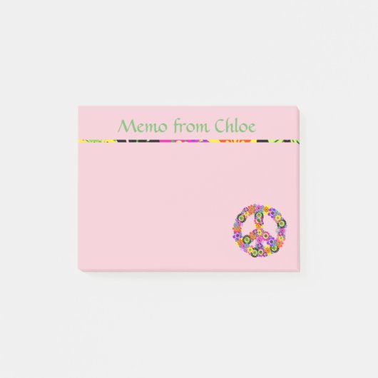 Post-it® Mémo Signe de Paix en Rose (Devant)
