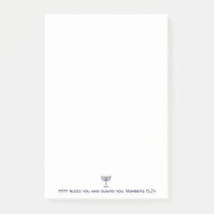 Post-it® Menorah moderne Bénédiction Bleu Blanc Or Graphiqu
