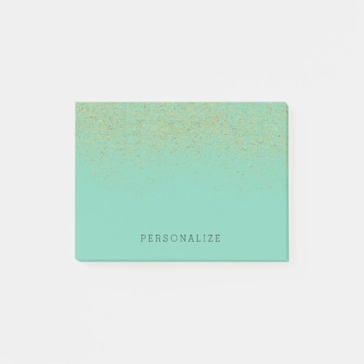 Post-it® Menthe de solide de parties scintillantes d'or (Devant)