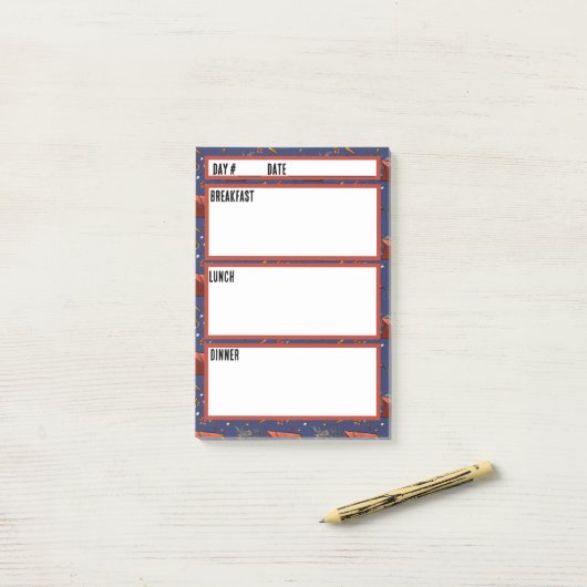 Post-it® Menu Camping Outil de planification des repas (Sur un bureau)