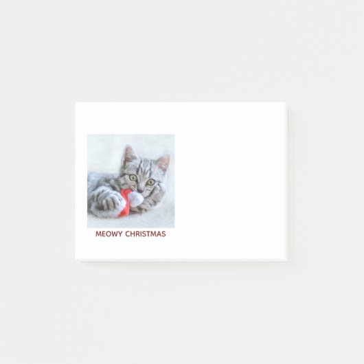 Post-it® Meowy Christmas Grey Tabby Chat (Devant)