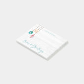 Post-it® Mer rose turquoise et ornement de coquillages (Incliné)