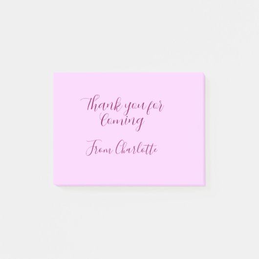 Post-it® merci d'être venu ajouter nom message texte mauve (Devant)
