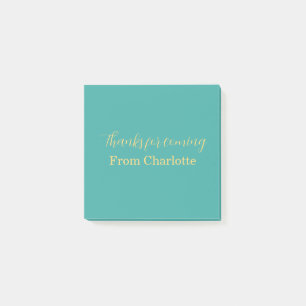 Post-it® merci d'être venu nom à ajouter texte turquoise ja