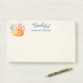 Post-it® Merci gracieux béni avec un Citrouille orange (Sur un bureau)