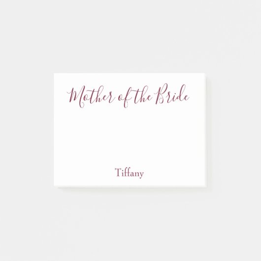 Post-it® Mère du Mariage de mariée Blanc et Bourgogne (Devant)