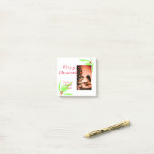 Post-it® Merry Bright Christmas ajouter nom de famille bien (Sur un bureau)