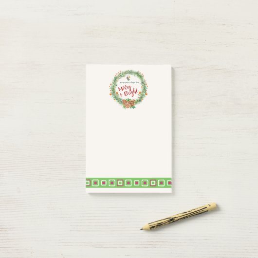 Post-it® Merry & Bright Christmas Wreath (Sur un bureau)