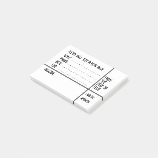 Post-it® Message téléphonique personnalisé avec nom pour le (Incliné)