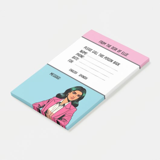 Post-it® Message téléphonique professionnel avec nom person (Incliné)
