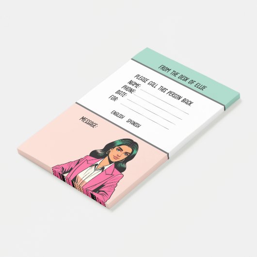 Post-it® Message téléphonique professionnel avec nom person (Incliné)