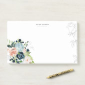 Post-it® Midnight Blue Floral Blush Stationery Note Card (Sur un bureau)