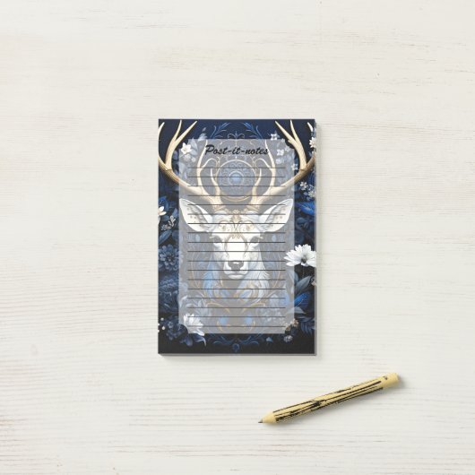 Post-it® Midnight Celestial Floral Gothic Deer (Sur un bureau)