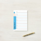 Post-it® Mignolette Bleu crayon Linked Professeur Personnal (Sur un bureau)