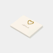 Post-it mignon avec le coeur d'or d'amour (Incliné)