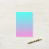 Post-it® mignon caisson ombre sirène rose Fuchsia turquoise (Sur un bureau)