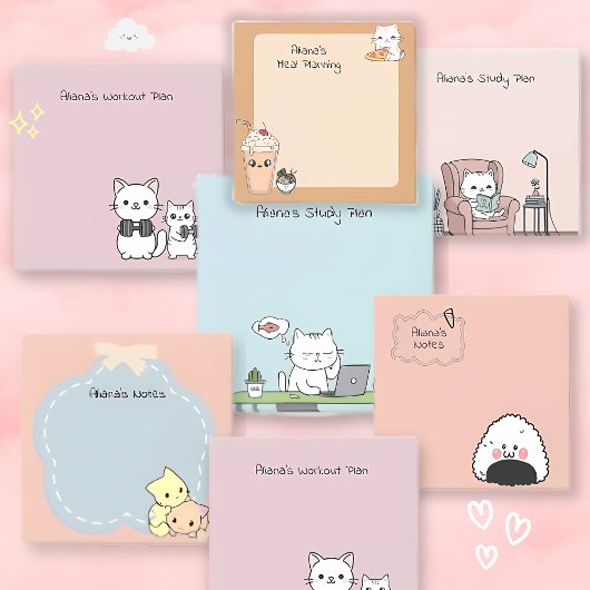 Post-it® Mignon Chat Blanc Mémo Planification des Repas nou