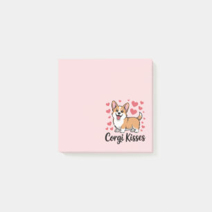 Post-it® Mignon Corgi Bisous Cœurs Roses Amoureux des Chien