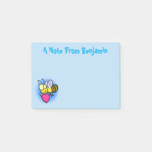 Post-it® Mignon dessin animé d'abeille drôle avec cœur