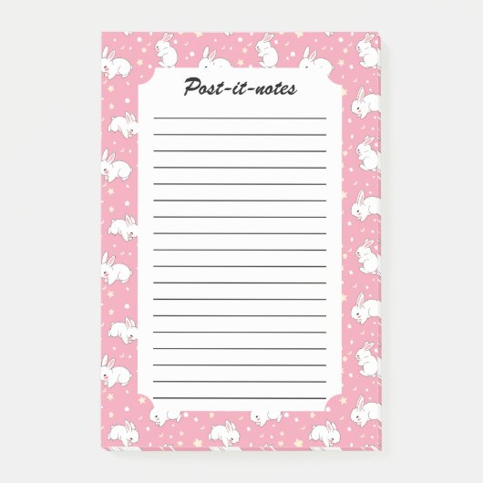 Post-it® Mignon Lapin Kawaii Rose Doodle (Devant)