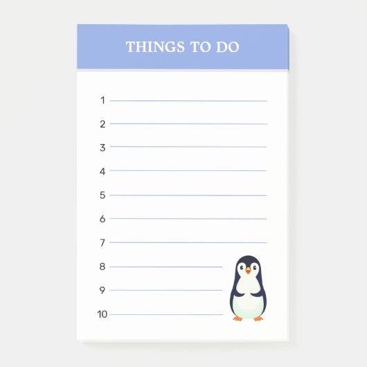 Post-it® Mignon Manchot & Choses à Faire Notes Modifiables (Devant)