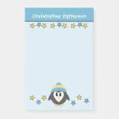 Post-it® Mignon nom d'étoiles de pingouin enfants bleu jaun (Devant)