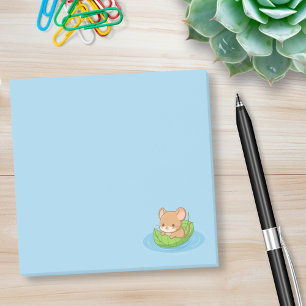 Post-it® Mignon Souris dans un Bateau en Feuille Bleu