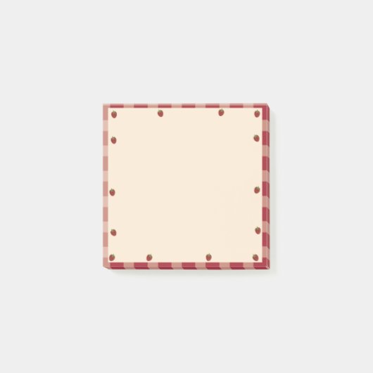 Post-it® Mignon thème fraise à carreaux rouges et blancs (Devant)