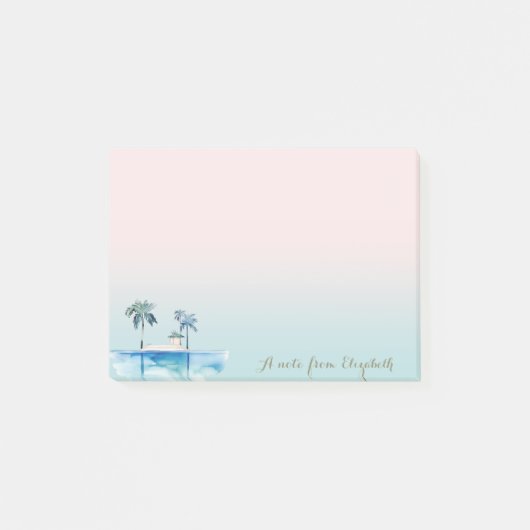 Post-it® Mignon Tropical Chic, Palmiers, Océan (Devant)