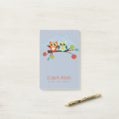 Post-it® Mignonette OWLS Mariage à thème Bleu orange (Sur un bureau)