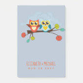 Post-it® Mignonette OWLS Mariage à thème Bleu orange (Devant)