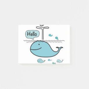 Post-it® mignonne baleine, dis bonjour sur la mer