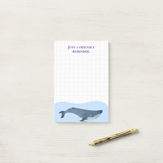 Post-it® Mignonne baleine Rappel simple (Sur un bureau)