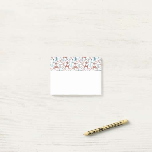 Post-it® Mignonne cerf en Forêt Whimsical Noël Motif (Sur un bureau)