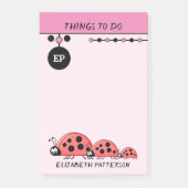 Post-it® Mignonne coccinelle choses à faire nom enfants ros (Devant)