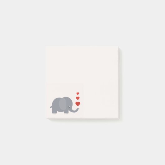 Post-it® Mignonne éléphant coeur papeterie d'art de fille (Devant)