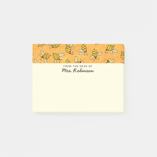 Post-it® Mignonne Enseignante des abeilles du bureau de 4x3 (Devant)