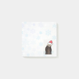Post-it® Mignonne Otter portant un chapeau de Père Noël